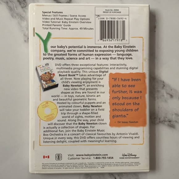 Disney's Baby Einstein Baby Newton All About Shapes DVD - Picture 2 of 3